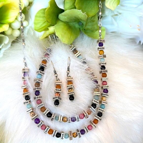 ⭐️KM⭐️Brighton CONFETTI semiprecious multicolor Silver Necklace Bracelet Earring - Picture 15 of 16